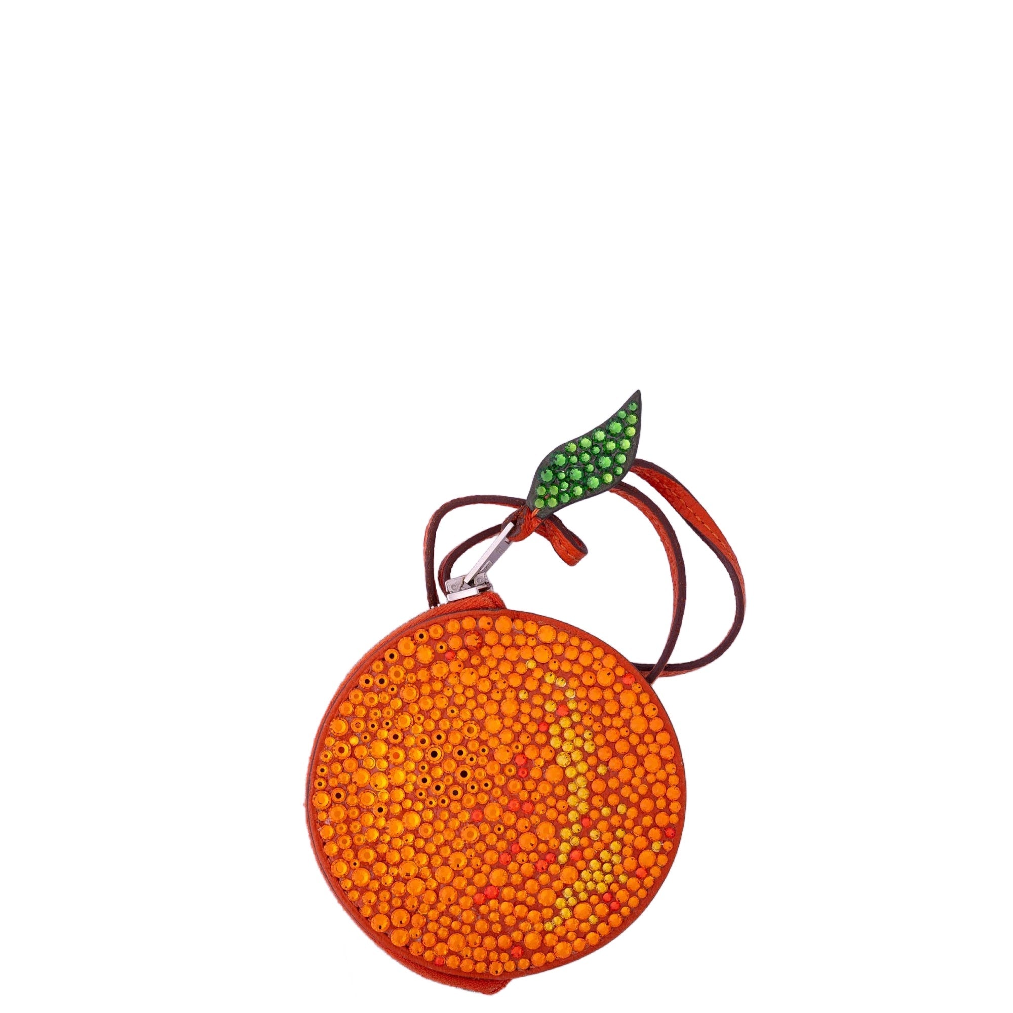 Hermès Tutti Frutti Orange Charm Coin Purse Custom Swarovski