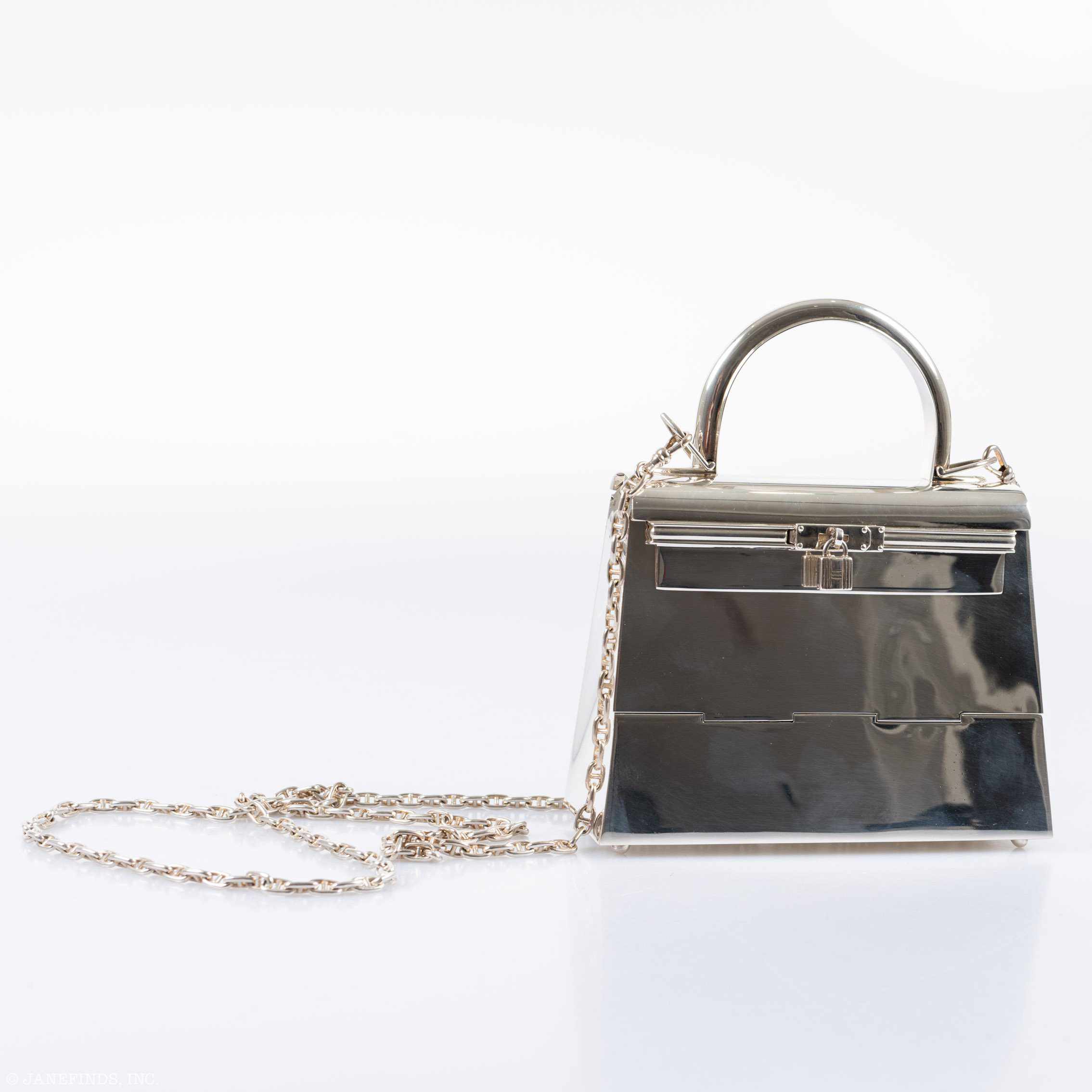 Hermès Ultra-Rare Mini Kelly in Sterling Silver, 1990s