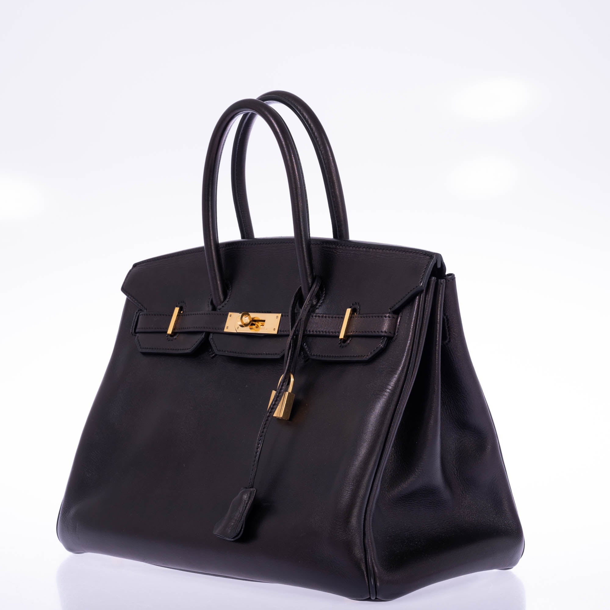 Hermès Vintage Birkin 35 Black Box Leather Gold Hardware