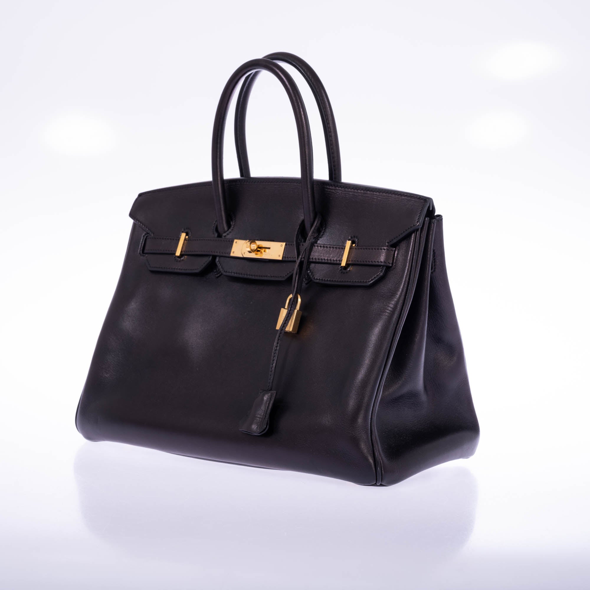 Hermès Vintage Birkin 35 Black Box Leather Gold Hardware