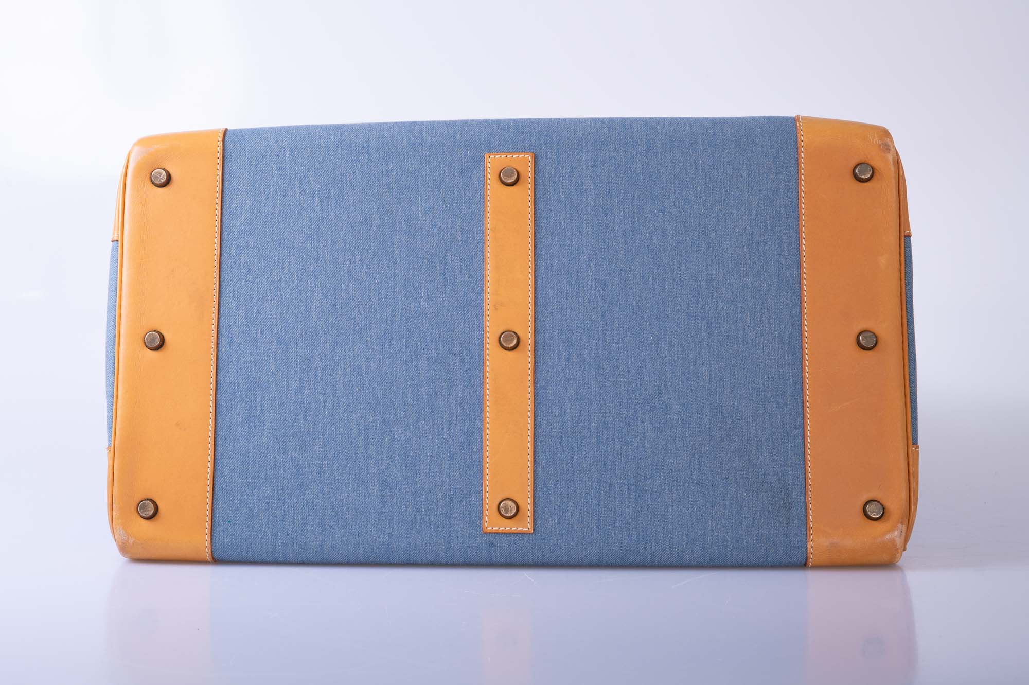 Hermès Vintage HAC Birkin 50 Denim and Naturelle Vache Liégée Gold Hardware