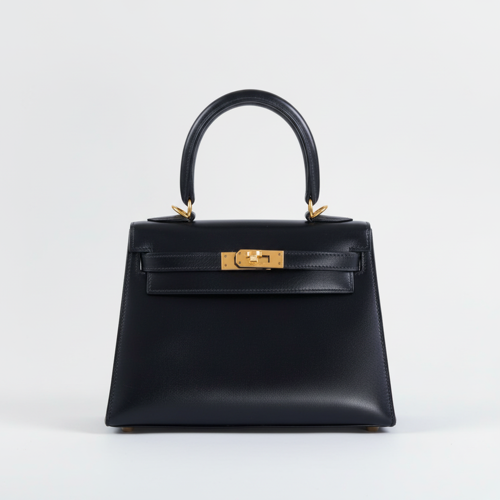 Hermès Vintage Kelly 20 Sellier Noir Box Calf Gold Hardware