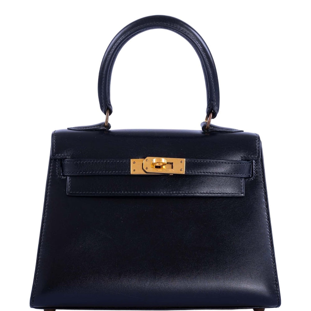 Hermès Vintage Kelly 20 Sellier Noir Box Calf Gold Hardware