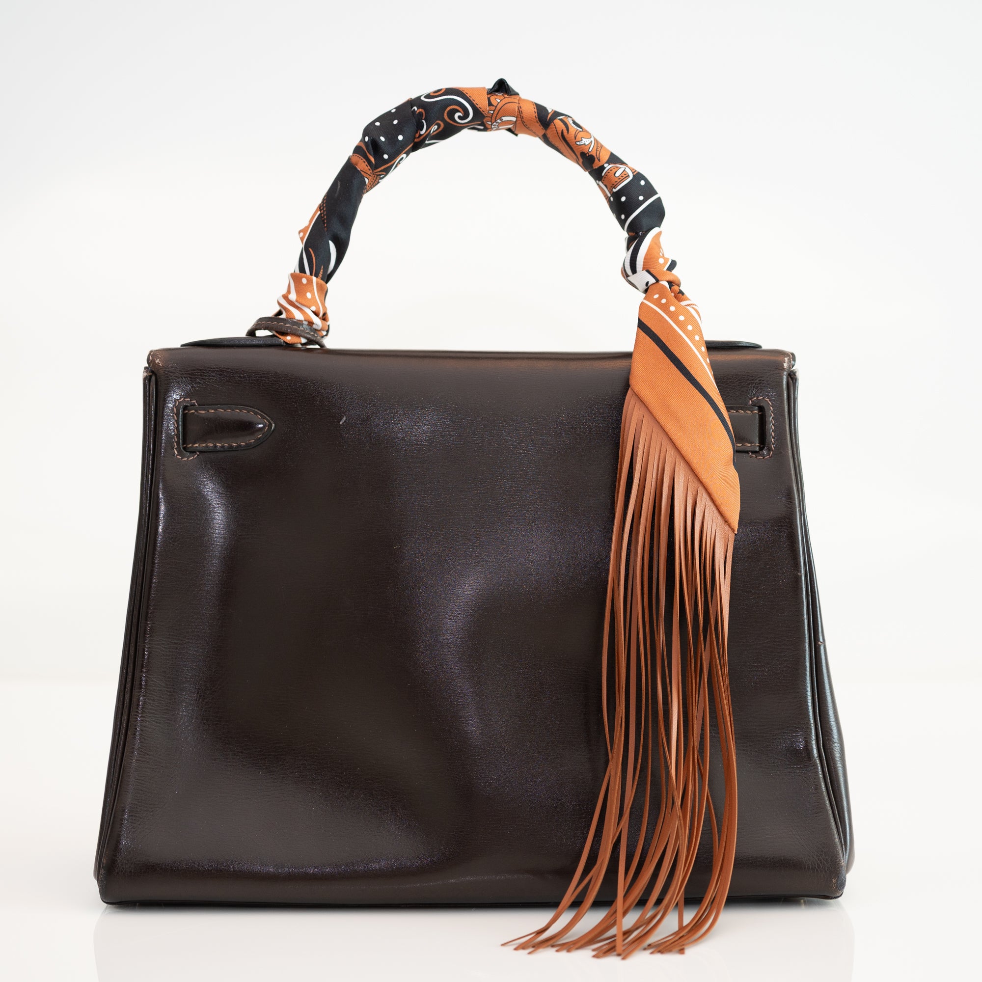 Hermès Vintage Kelly 28 Retourné Marron Foncé Box Calf Gold Hardware