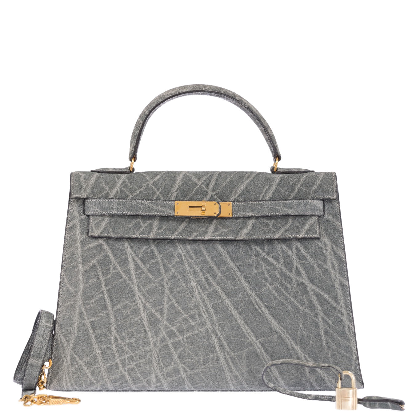 Hermès Vintage Kelly 32 Elephant Gray with Gold Hardware