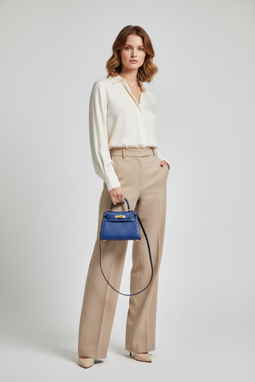 Hermès Vintage Mini Kelly 20 Sellier Bleu Saphir Ostrich Gold Hardware