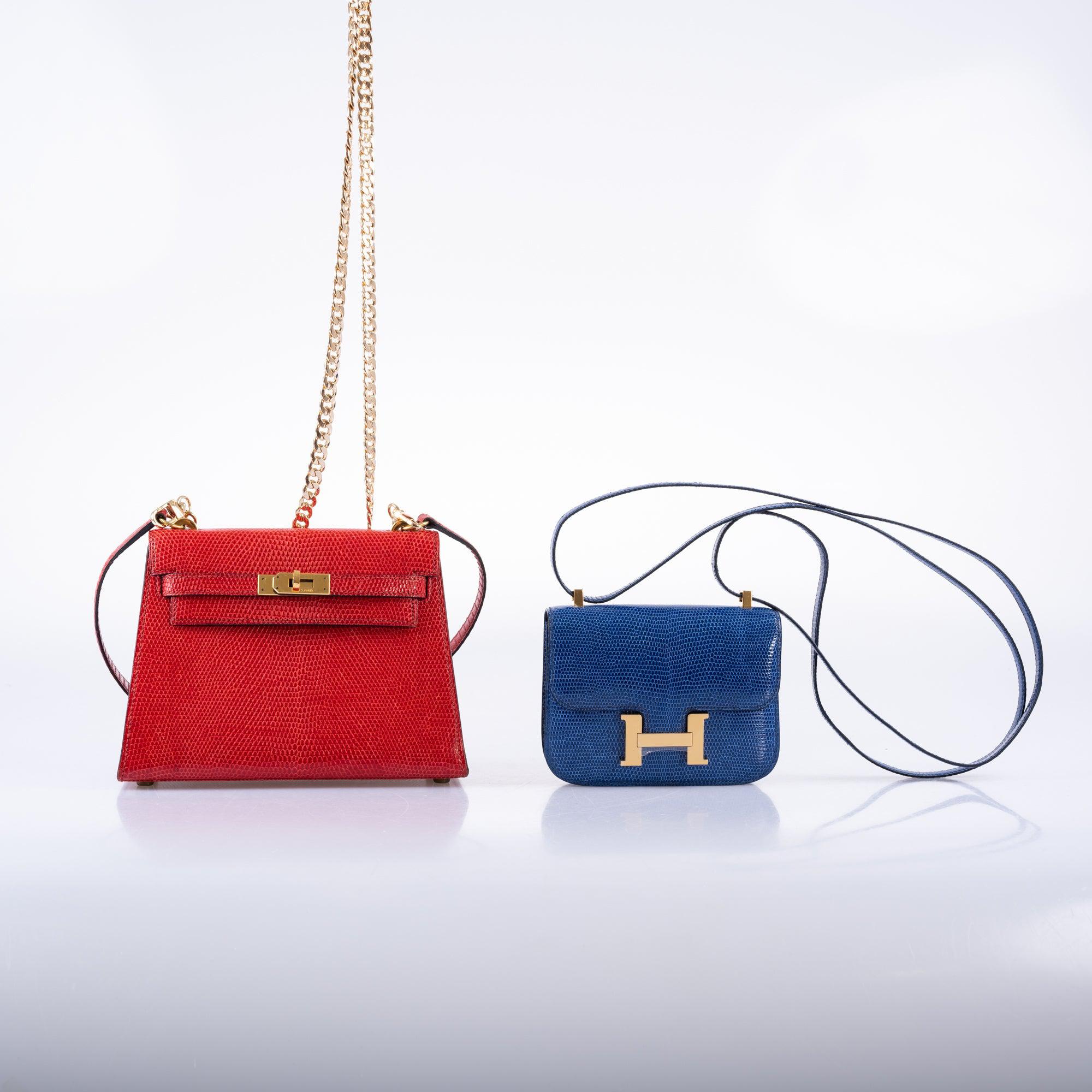 Hermès Vintage Mini Shoulder Kelly 20 Rouge Vif Lizard Gold Hardware