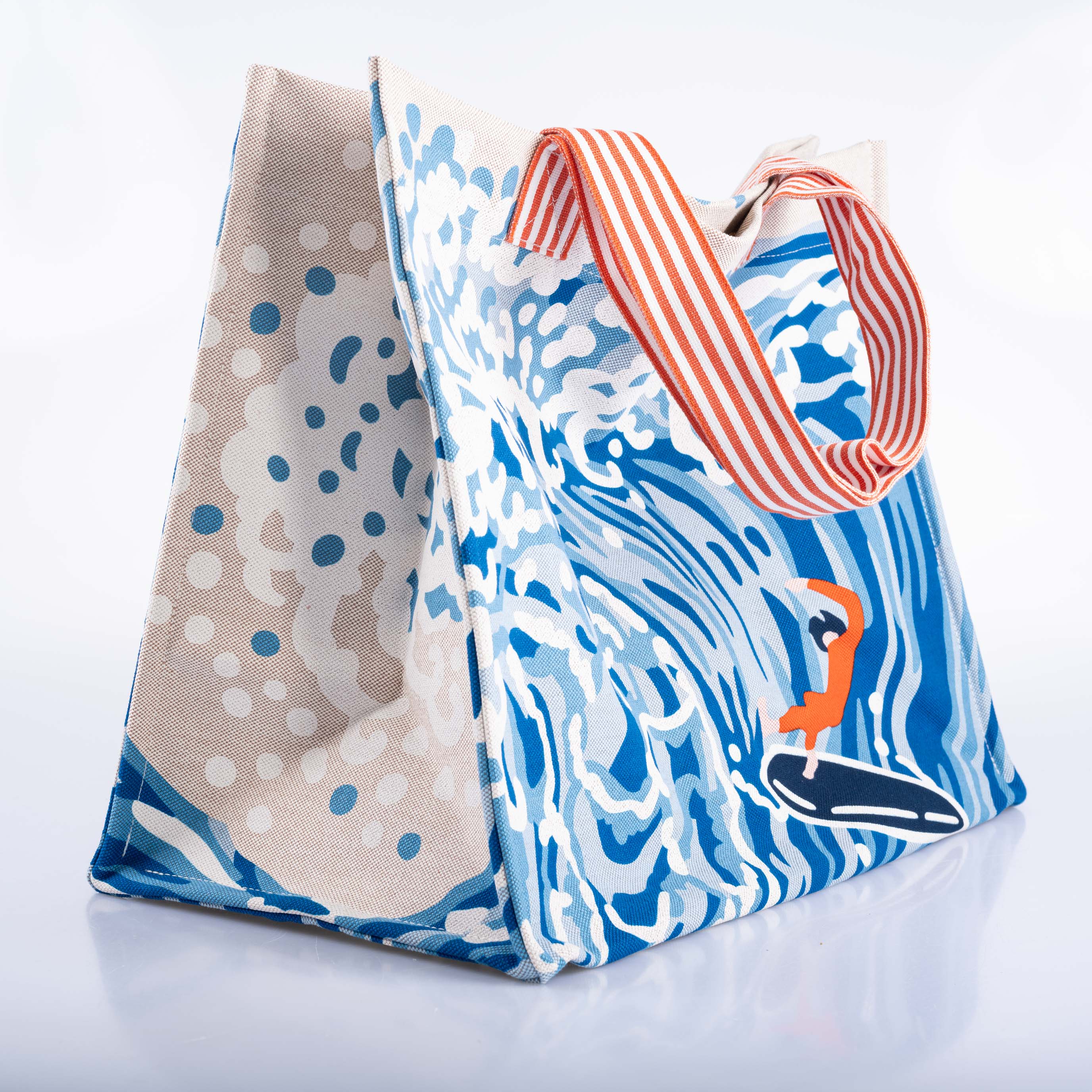Hermès Wave Beach Tote Bleu Multicolor Printed Canvas
