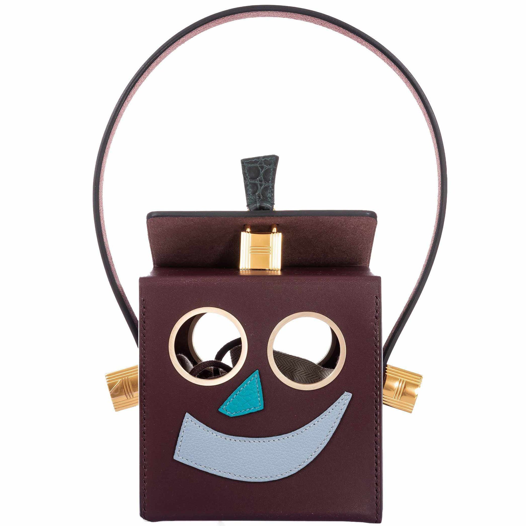 Hermès petit h Robot Buddy Bag Multicolor Vache Hunter and Porosus Crocodile Gold Hardware