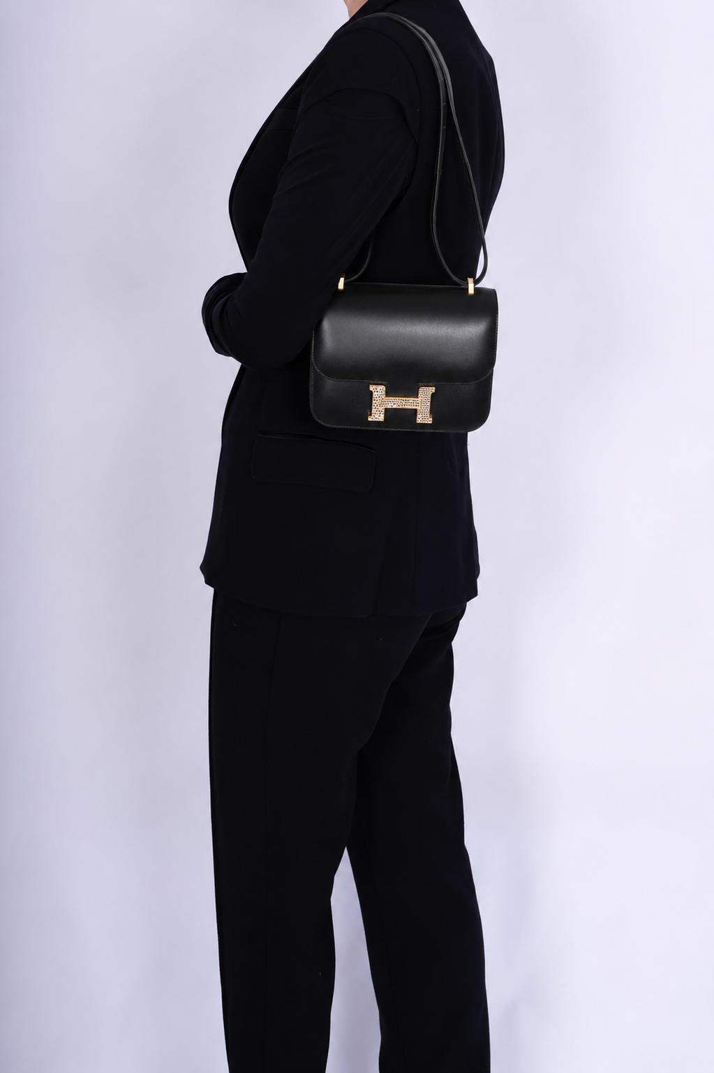 Hermès Constance 18 Mini III Mirror Bag Black Tadelakt and Ombré Lizard Gold Hardware