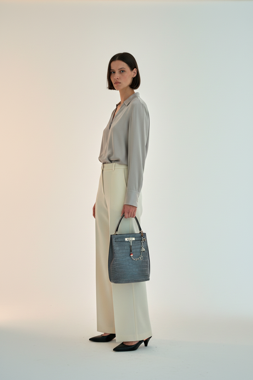 Hermès So Kelly 22 Gris Paris Matte Alligator Palladium Hardware