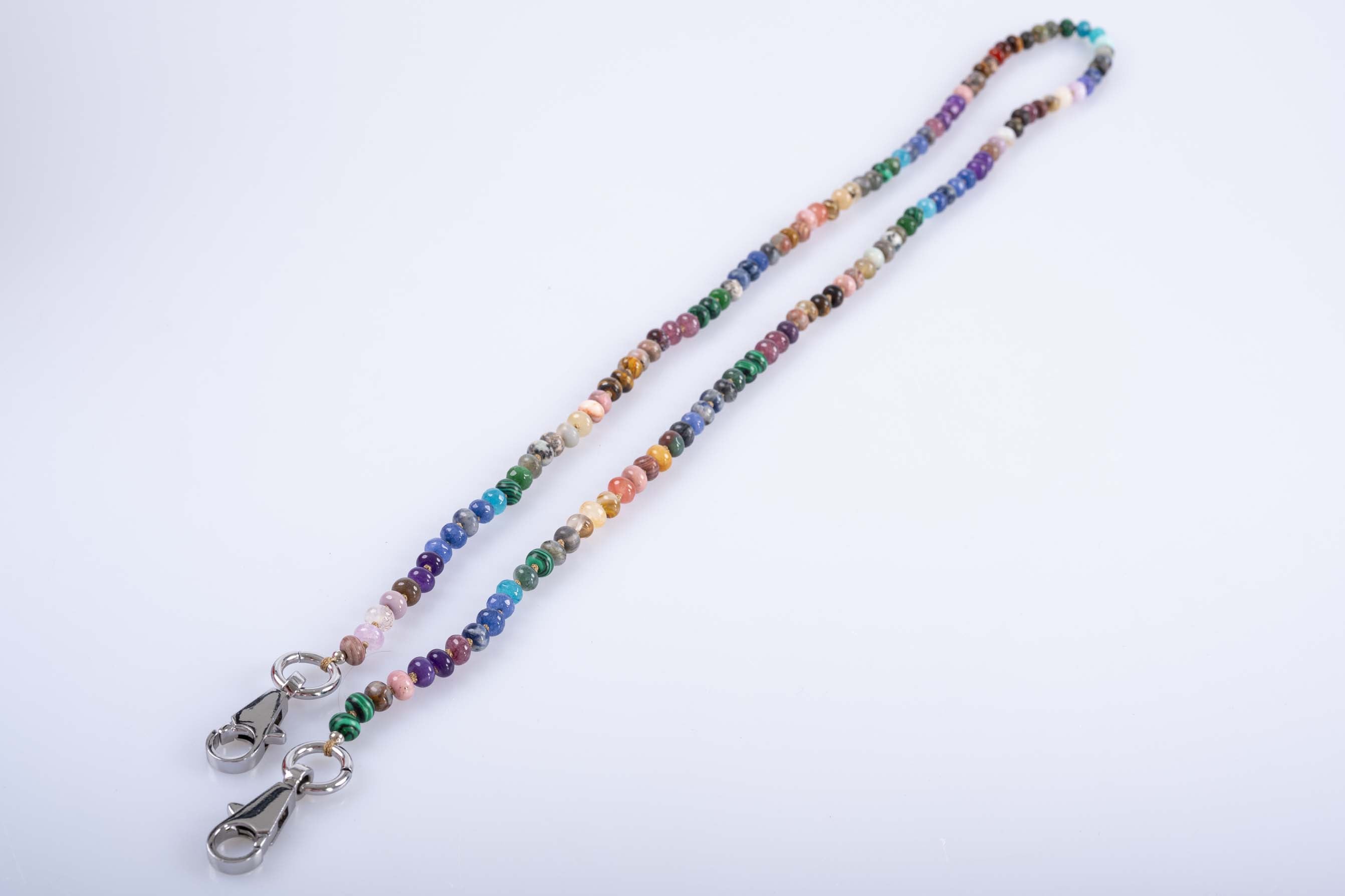 JaneFinds Beaded Semi-Precious Stone Crossbody Chain