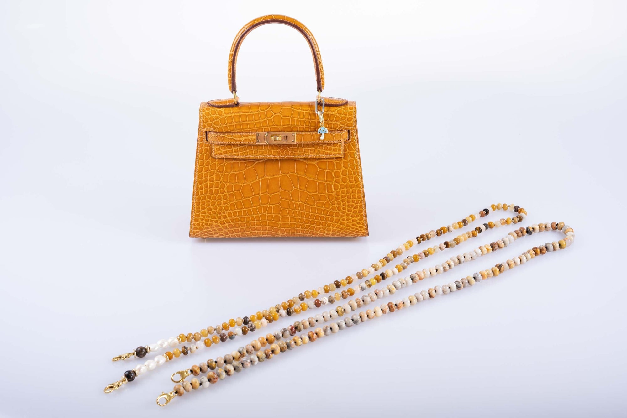 JaneFinds Beaded Semi-Precious Stone Crossbody Chain
