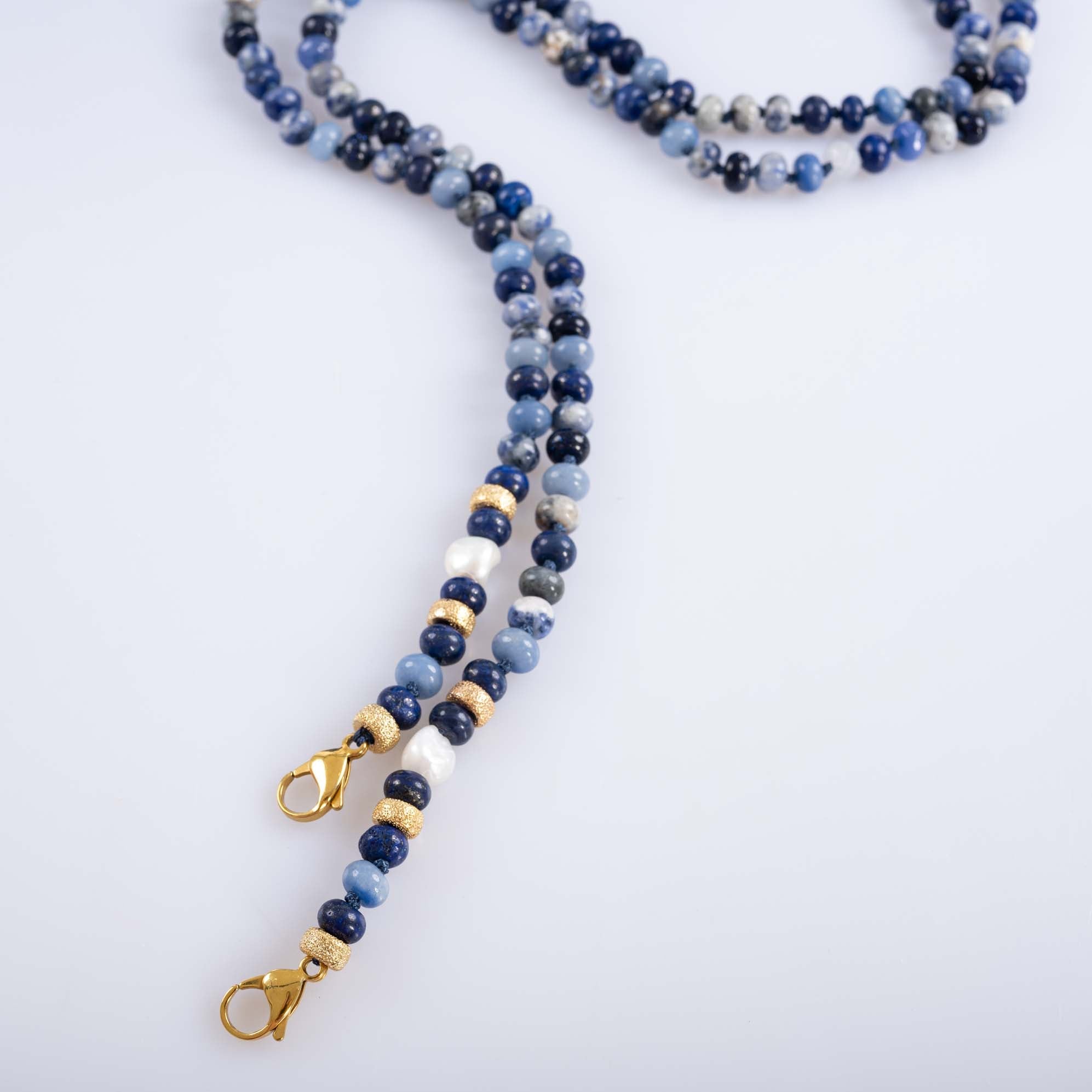 JaneFinds Beaded Semi-Precious Stone Crossbody Chain