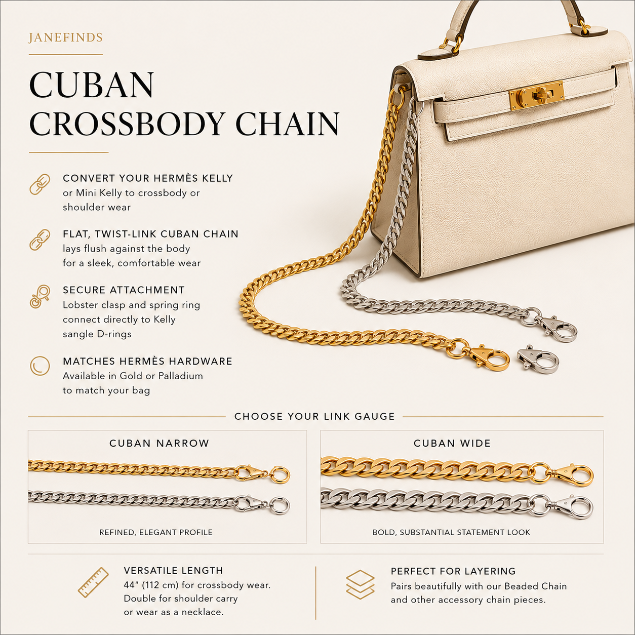 JaneFinds Cuban Crossbody Chain