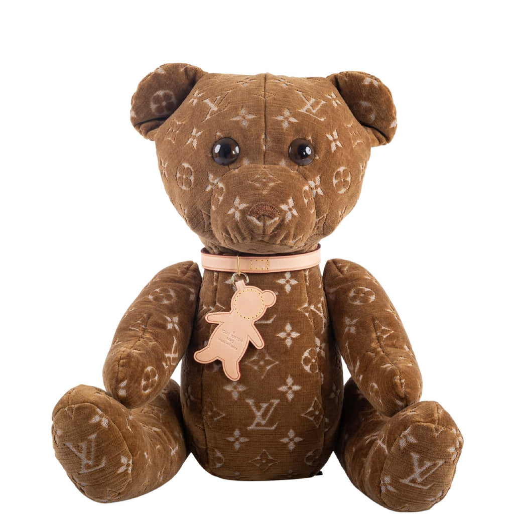 Louis Vuitton Doudou Teddybear Velour Brown Monogram Logo Bear 2005 2020  GI0627