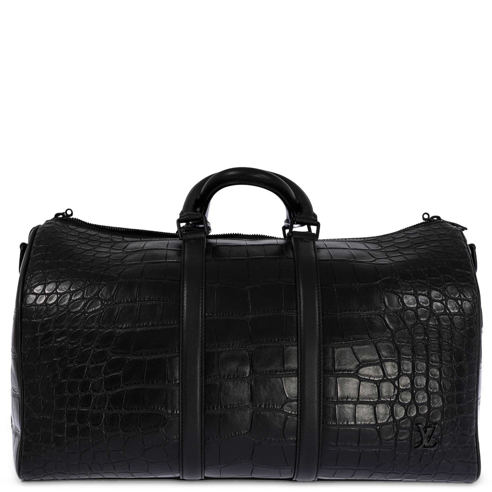 Louis Vuitton 1/1 Runway Keepall 45 Matte Black Alligator Black Matte Hardware, front view
