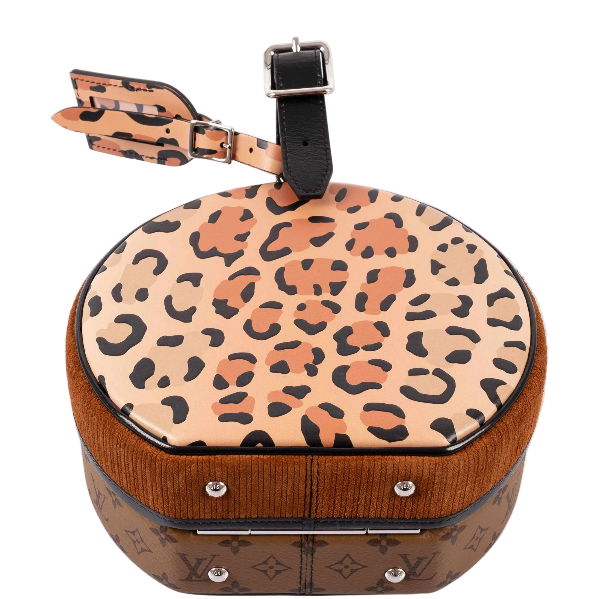 Louis Vuitton Petite Boite Chapeau Reverse Monogram Leopard Silver Hardware
