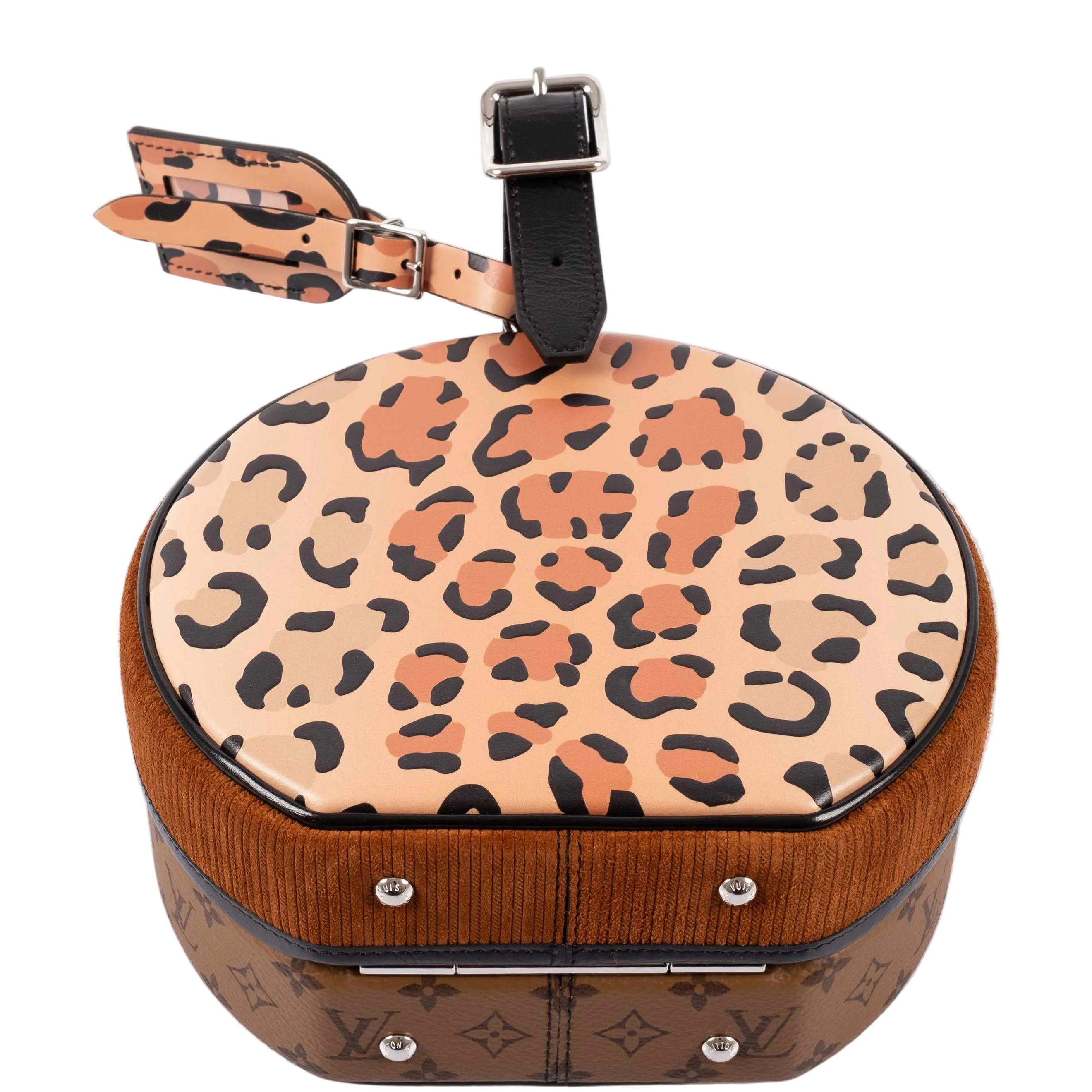 Louis Vuitton Petite Boite Chapeau Reverse Monogram Leopard Silver Hardware