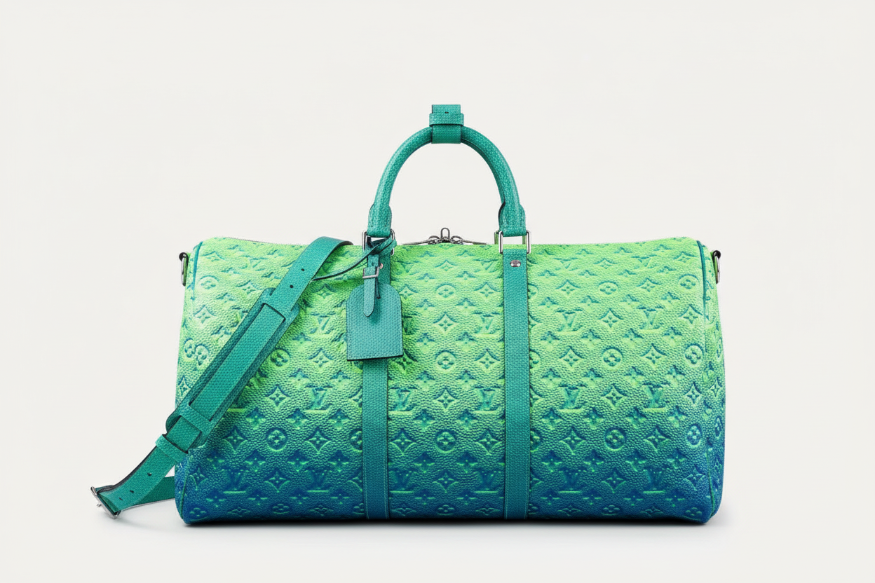Louis Vuitton x Virgil Abloh Bandoulière 50 Blue Green Monogram Taurillon Illusion Silver Hardware