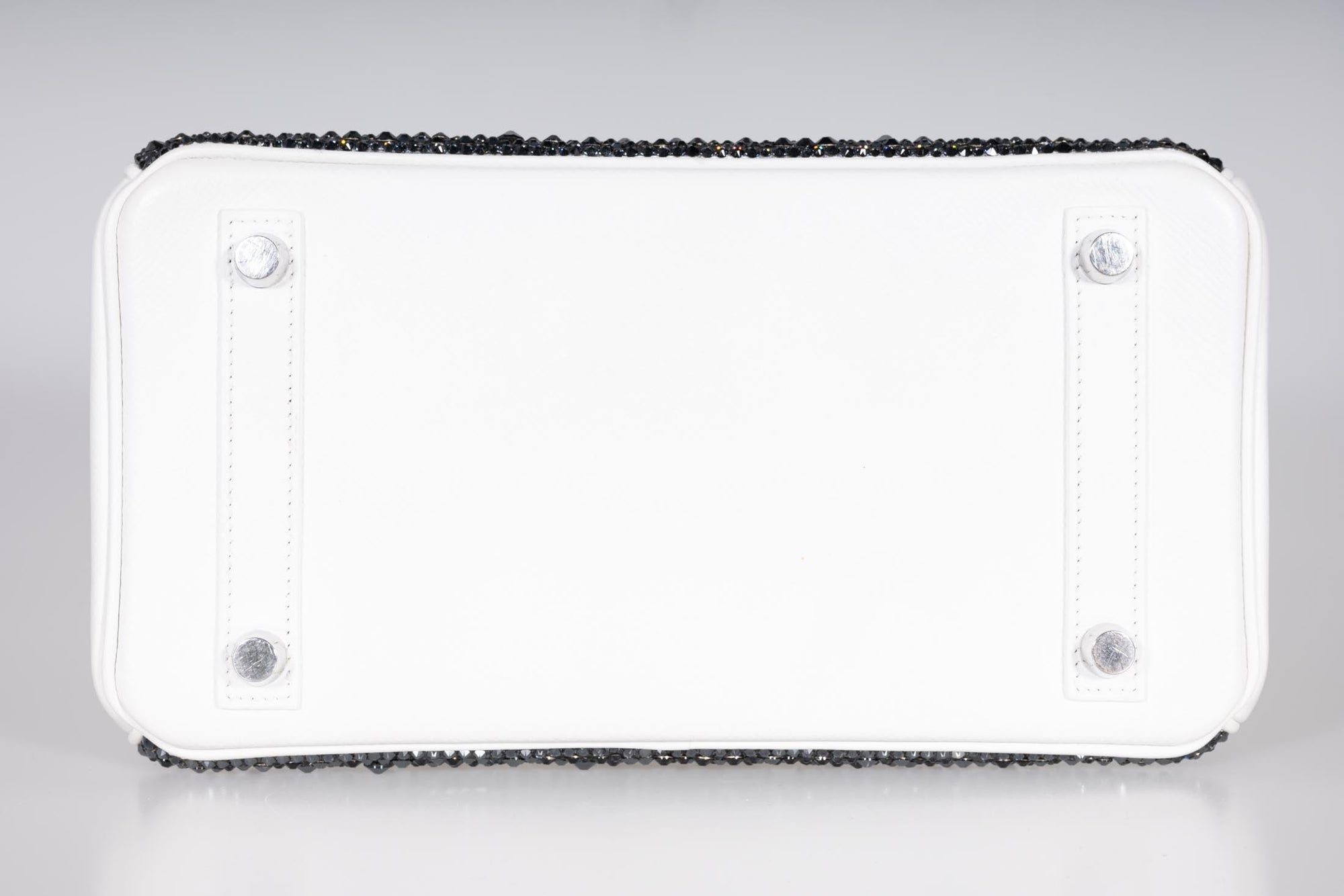 Vintage Hermès Custom Swarovski Crystal Birkin 25 White Epsom Palladium