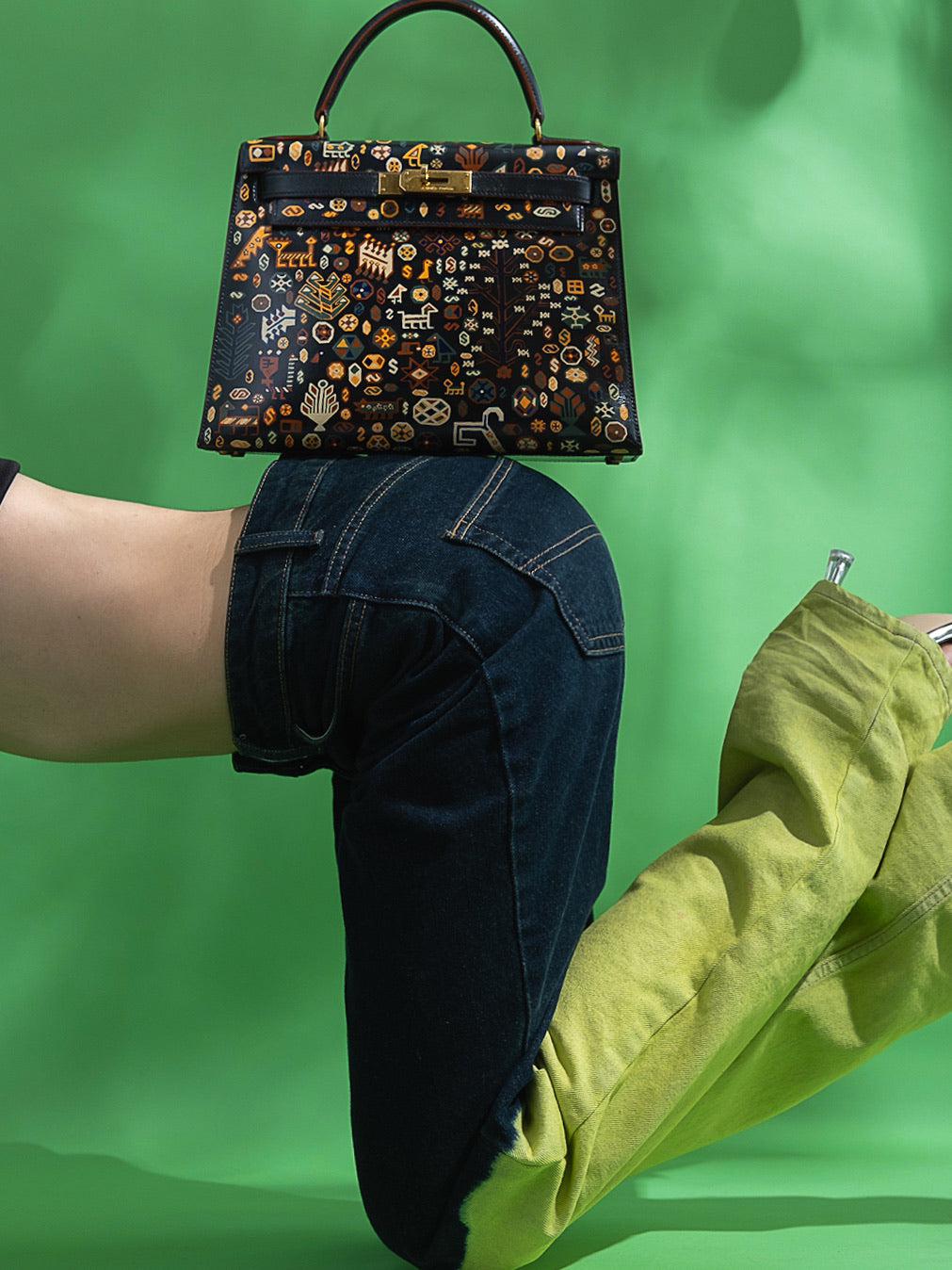 Vintage Hermès Kelly 28 Sellier Black Box Gold Hardware The Qashqai Custom