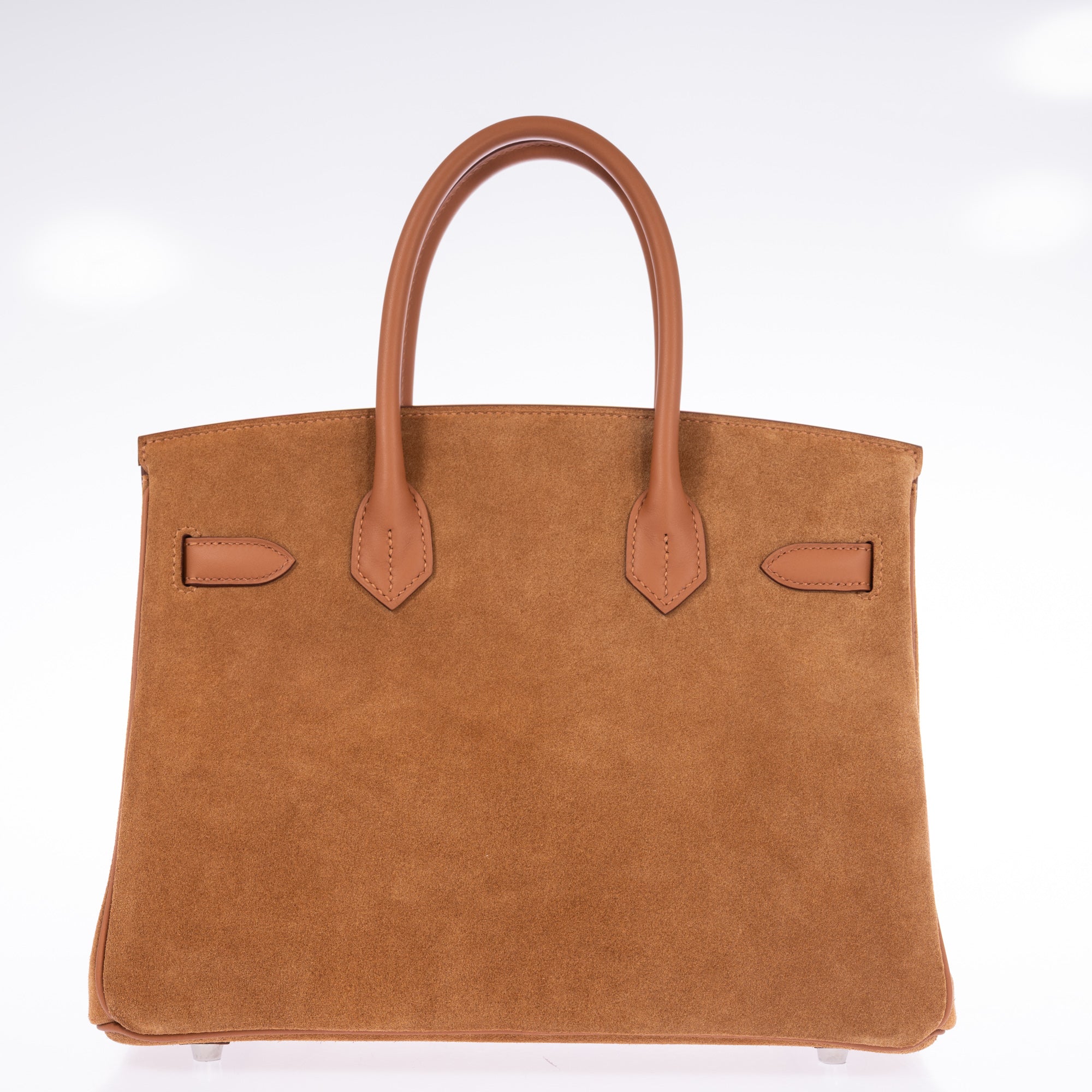 Hermès Birkin 30 Grizzly Chamois Veau Doblis Suede and Alezan Swift with Palladium Hardware