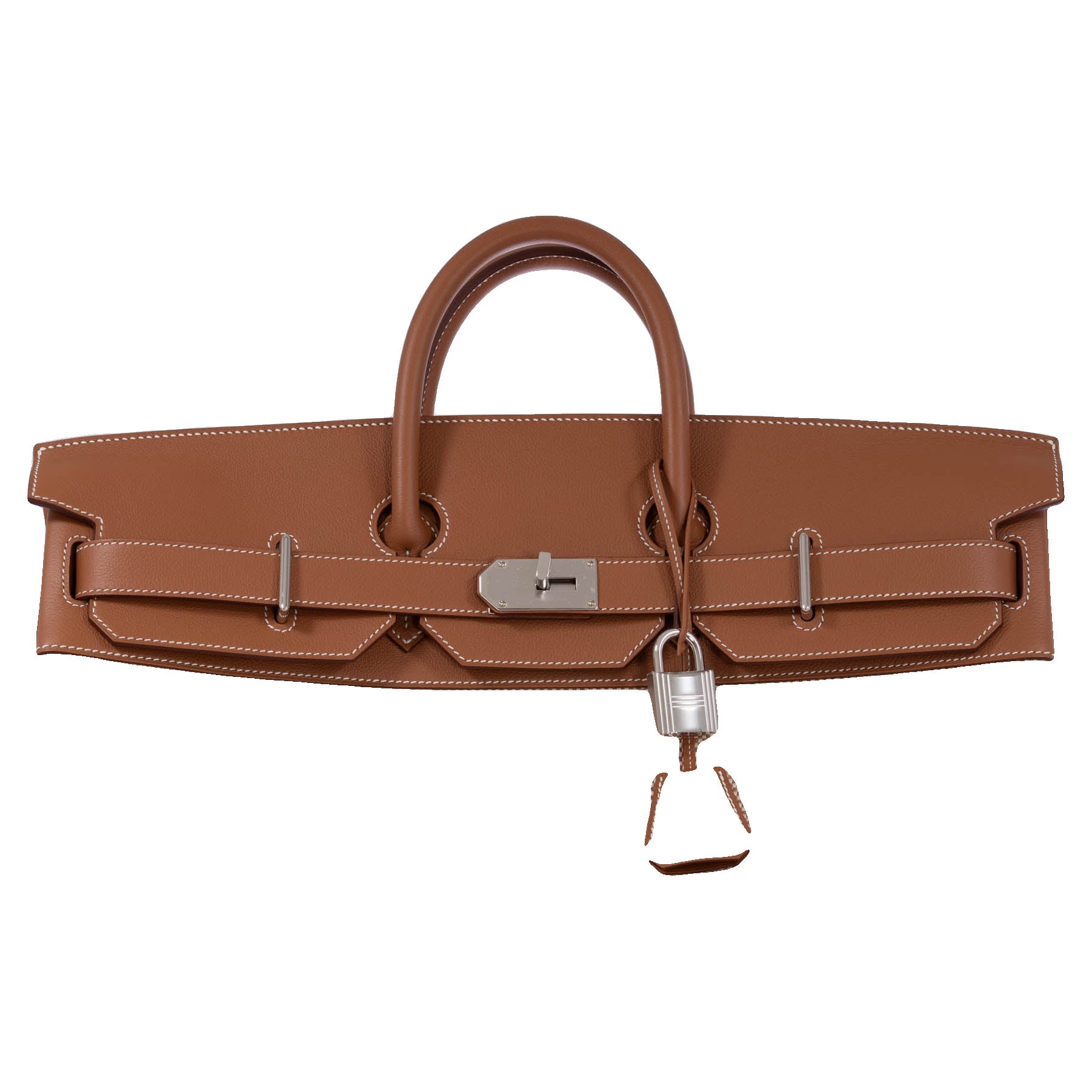 Hermès HAC 50 Ecru Beige Toile Criss and Gold Evercolor Palladium Hardware