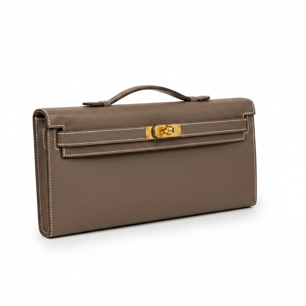 Hermès Kelly Cut Étoupe Epsom Gold Hardware