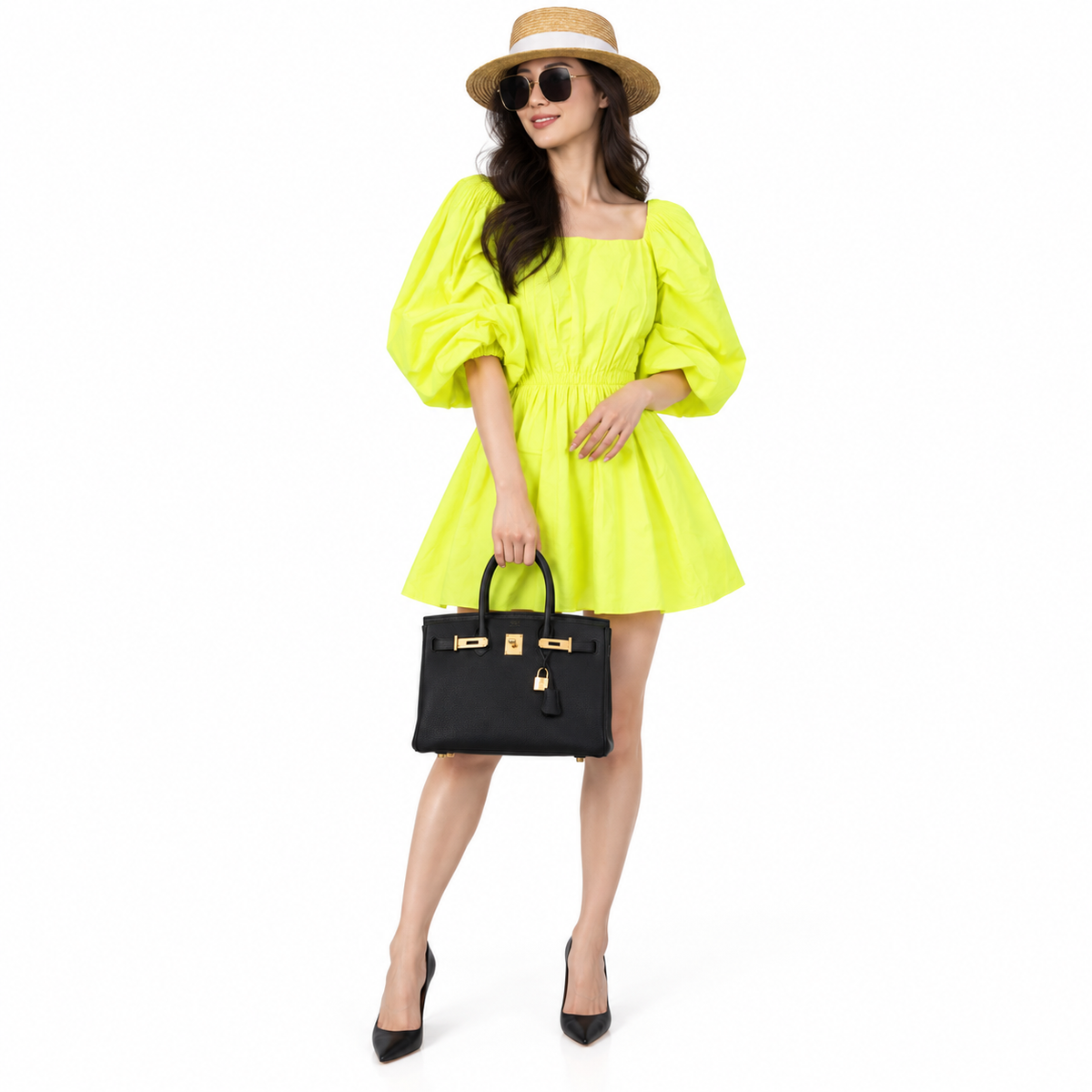 Hermès Birkin 30 Black Togo Gold Hardware - 2021, Z shown on a model