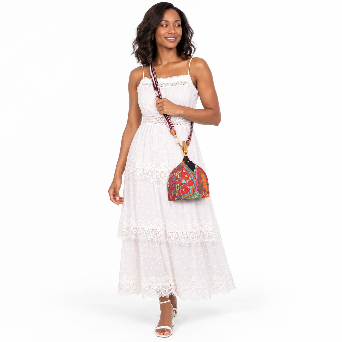Hermès Unique Silk ‘Art des Steppes’ Yurt Runway Bag - 1991 shown on a model