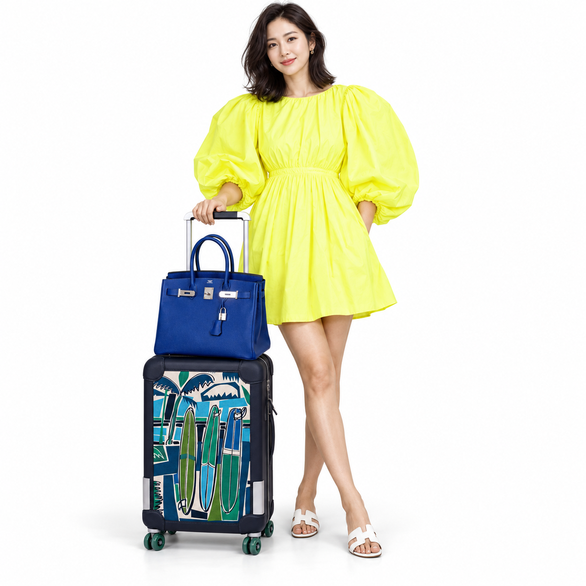 Hermès Rolling Mobility Suitcase R.M.S. Cabine 55 Surfer — studio model view
