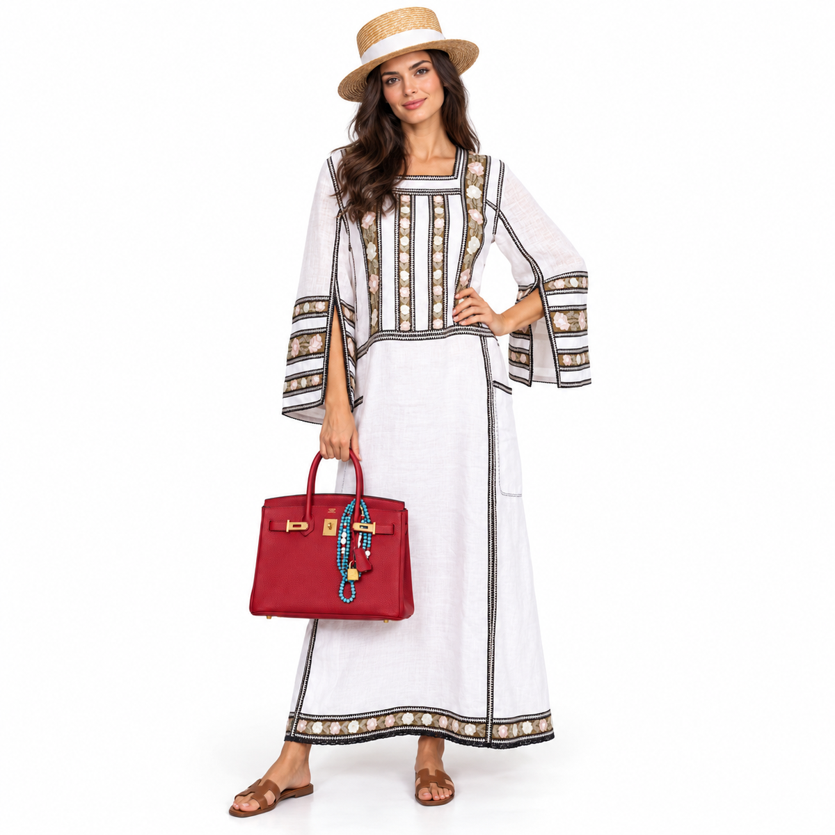 Hermès Birkin 30 Rouge Vif Togo with Gold Hardware shown on a model