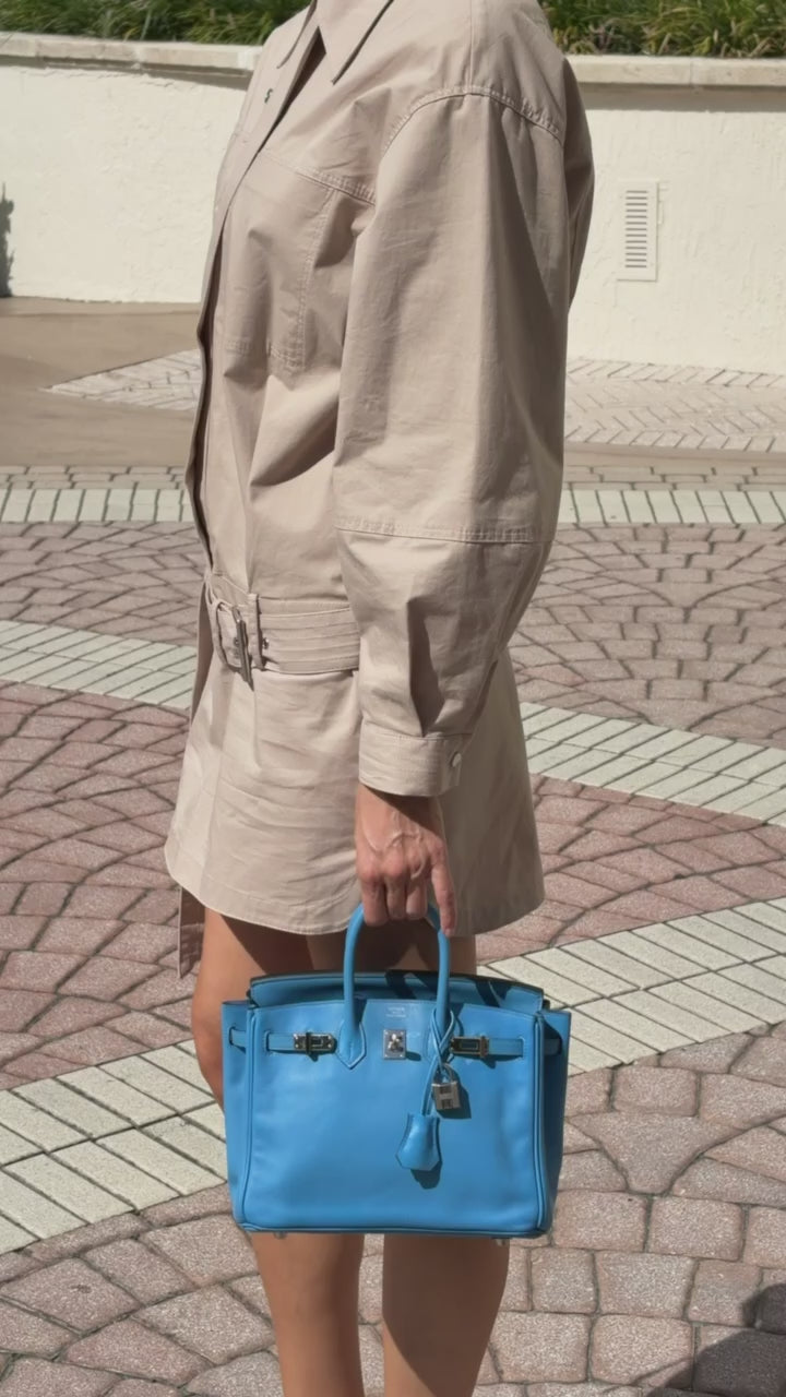 Hermès Birkin 25 Retourne Bleu Frida Swift Palladium Hardware