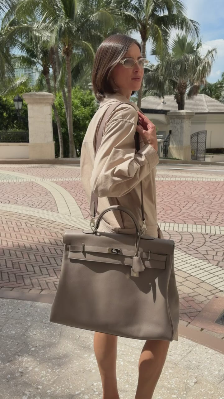 Hermès Kelly Voyage 50 Grey Togo Palladium Hardware