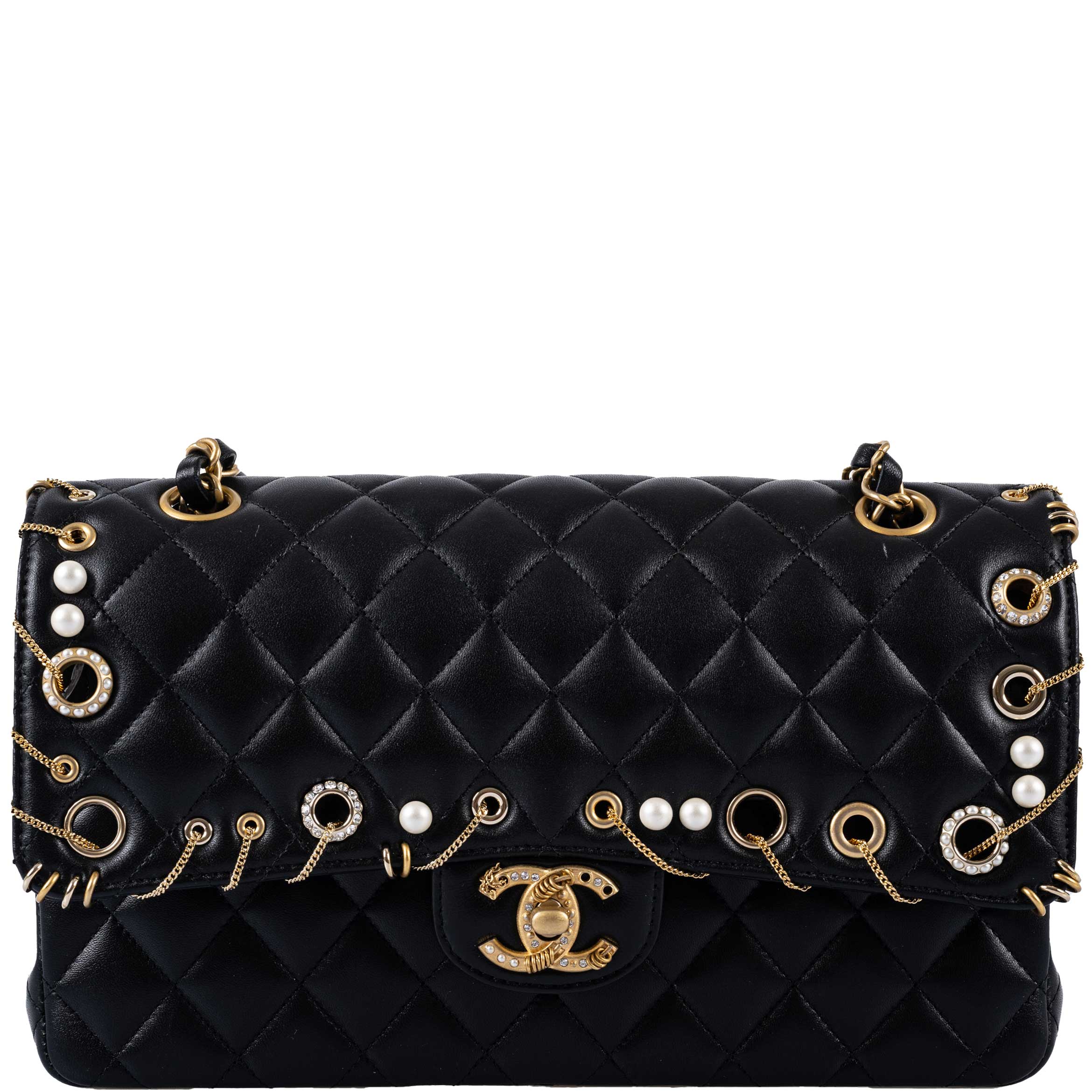 CHANEL Piercing Chic Black Medium Classic Double Flap Bag 2018