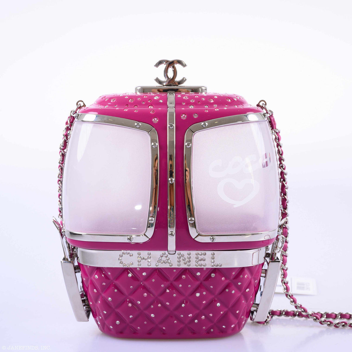 Chanel Minaudière in Fuchsia Resin, Strass Crystal with Silver-Tone hardware, image 4 of 4