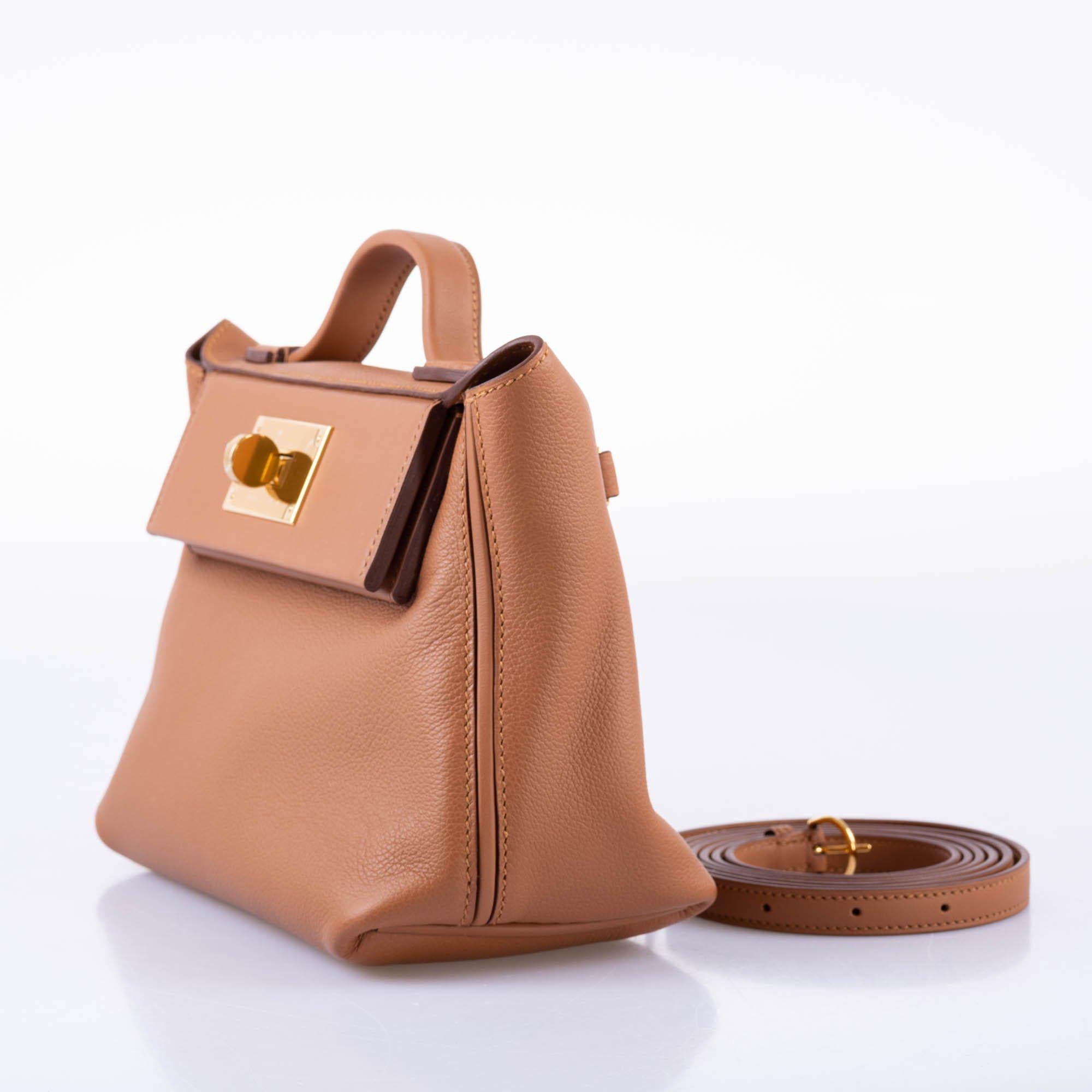 Hermès 24/24 21 Gold Evercolor and Swift Leather Gold Hardware