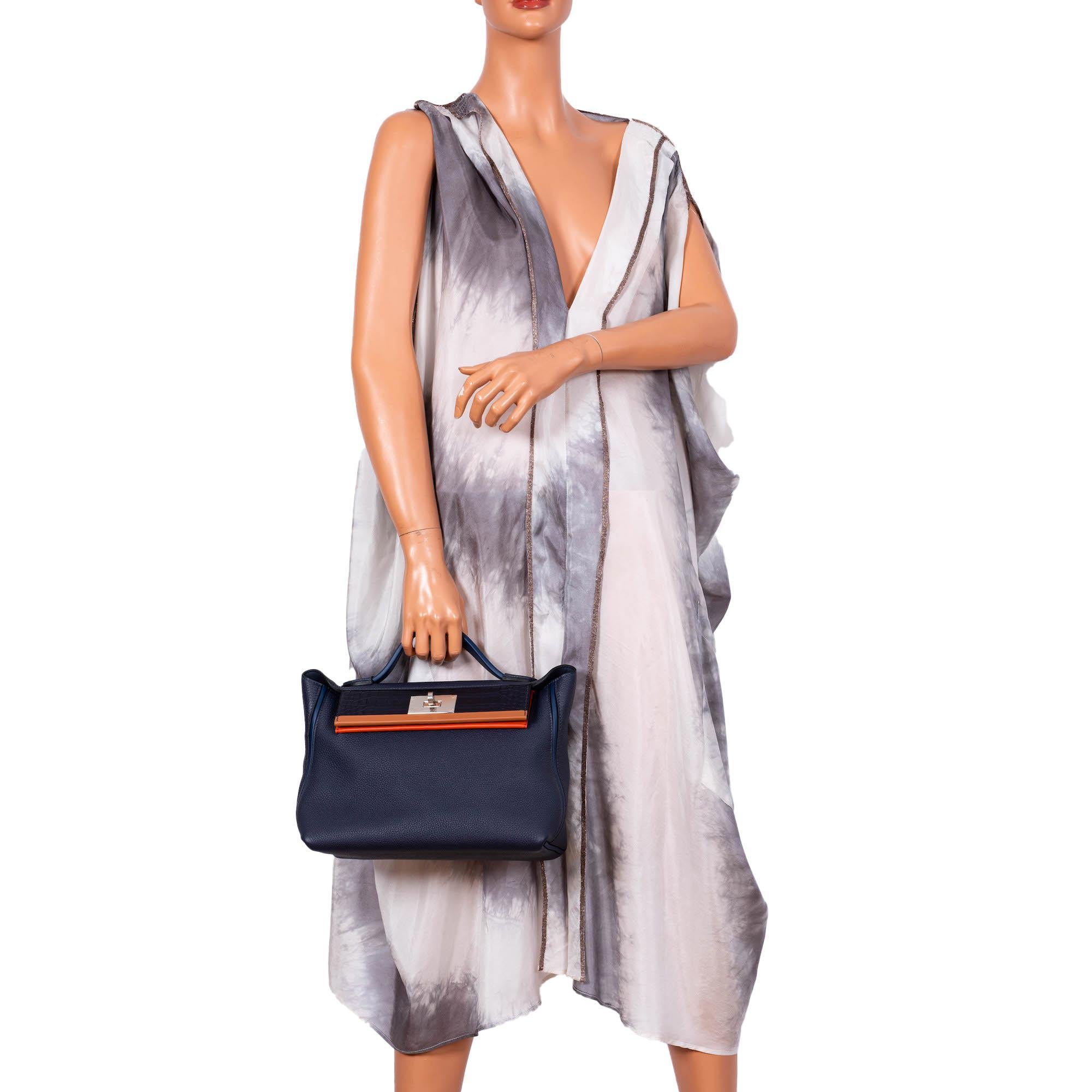 Hermès 24/24 29 Bleu Nuit Togo and Matte Alligator Palladium Hardware