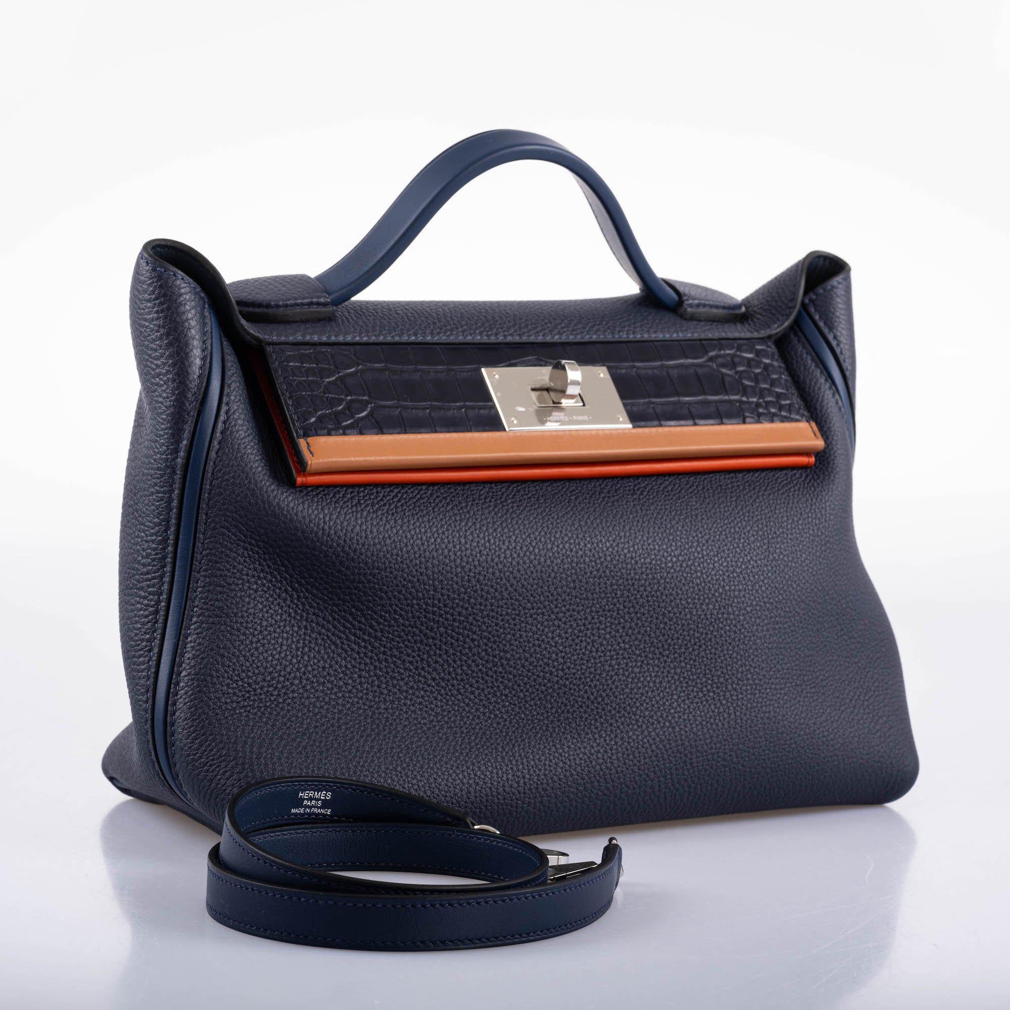 Hermès 24/24 29 Bleu Nuit Togo and Matte Alligator Palladium Hardware