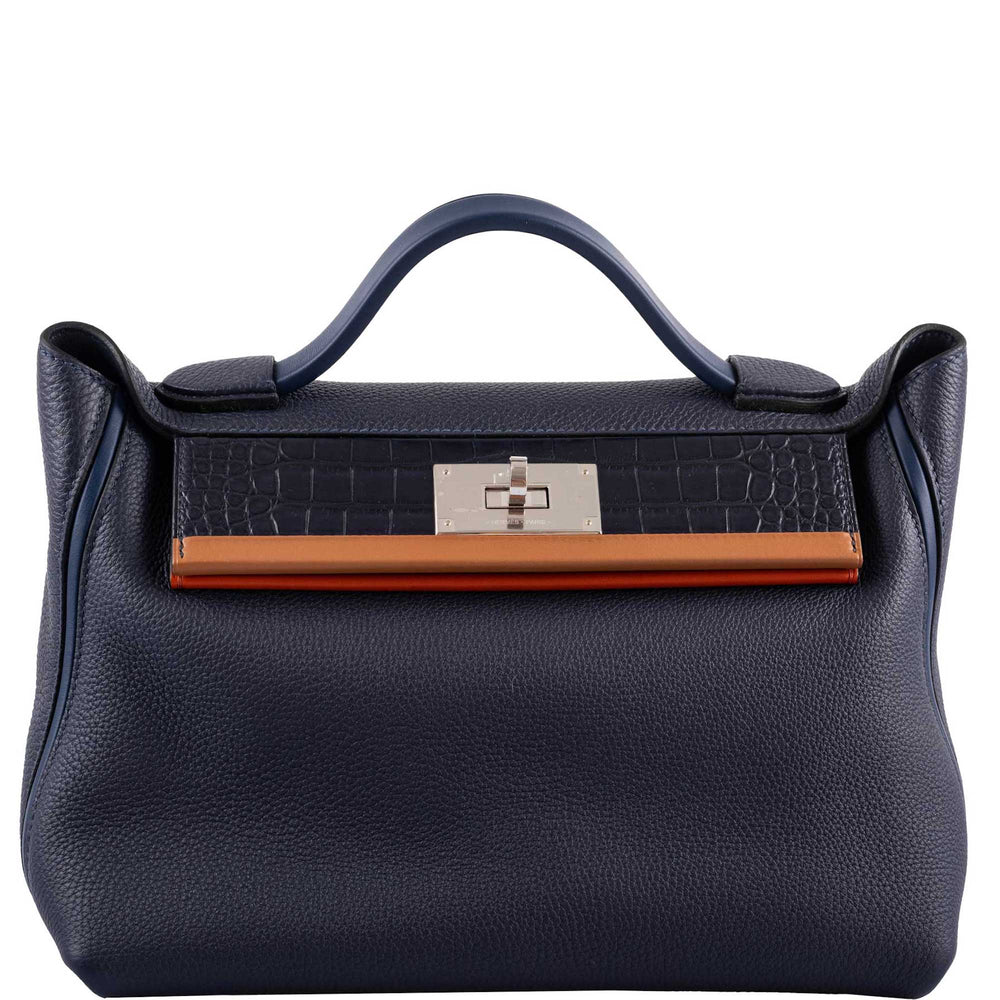 Hermès 24/24 29 Bleu Nuit Togo and Matte Alligator Palladium Hardware