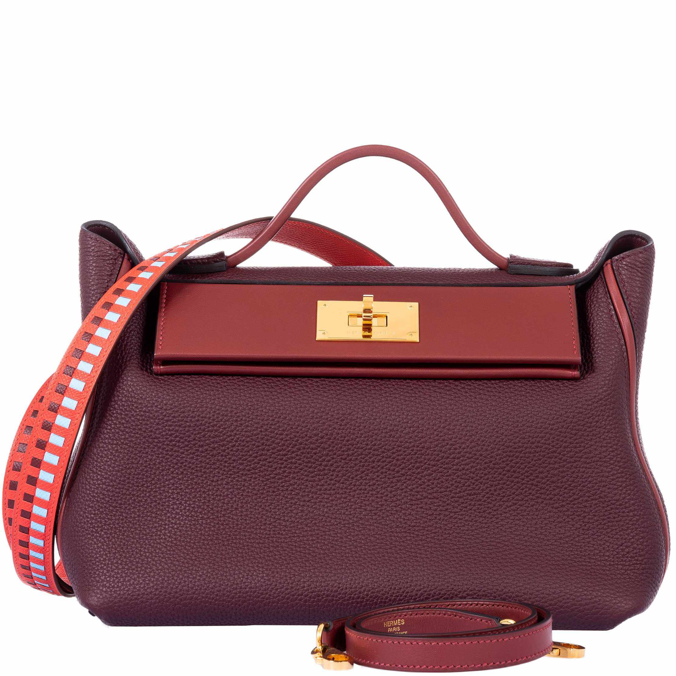 Hermès 24/24 29 Bordeaux & Rouge H Swift & Togo Gold Hardware