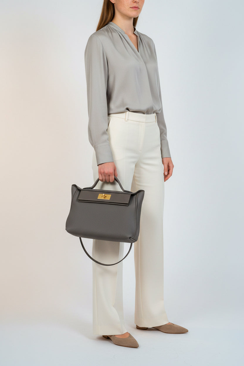Hermès 24/24 29 Étain Swift and Togo Gold Hardware
