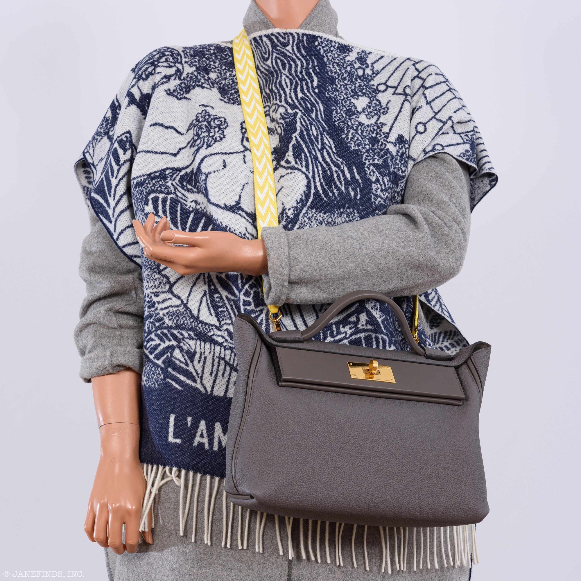 Hermès 24/24 29 Etain Swift and Togo Leather Gold Hardware