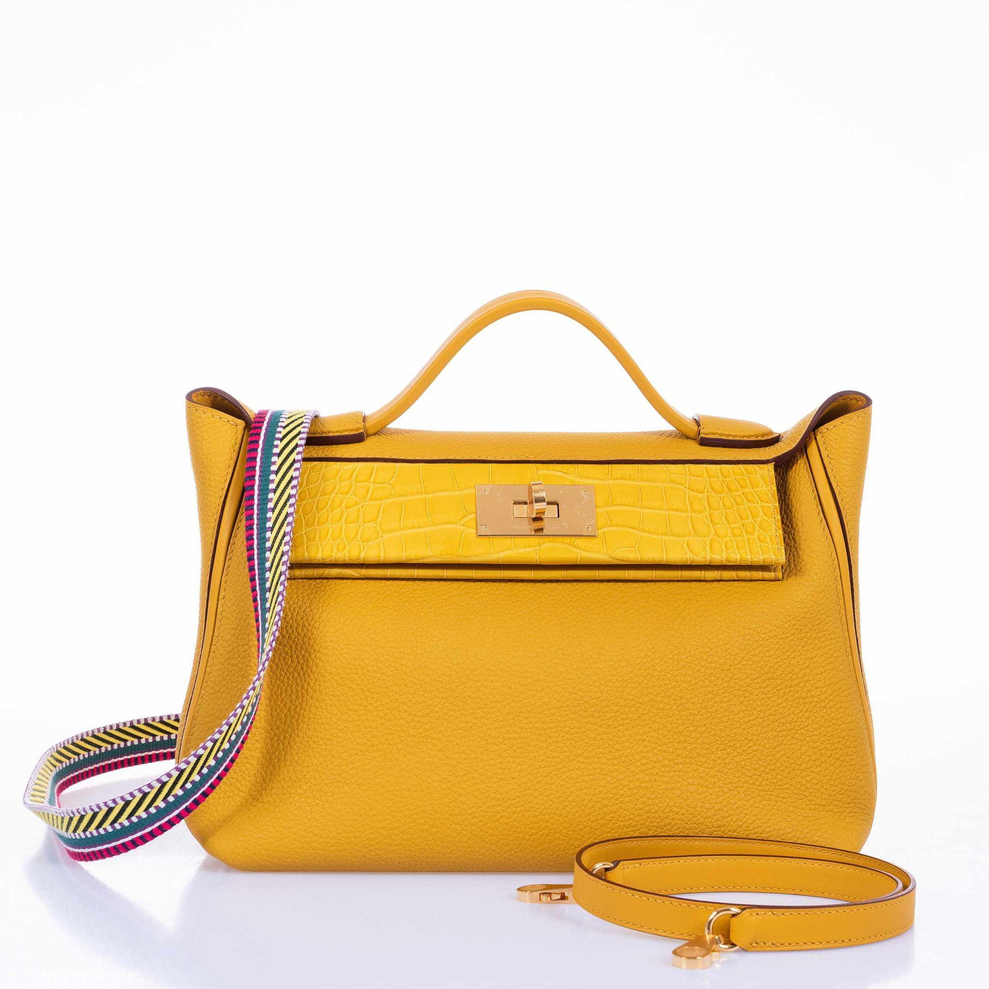 Hermès 24/24 29 Jaune Ambre Togo & Alligator Gold Hardware