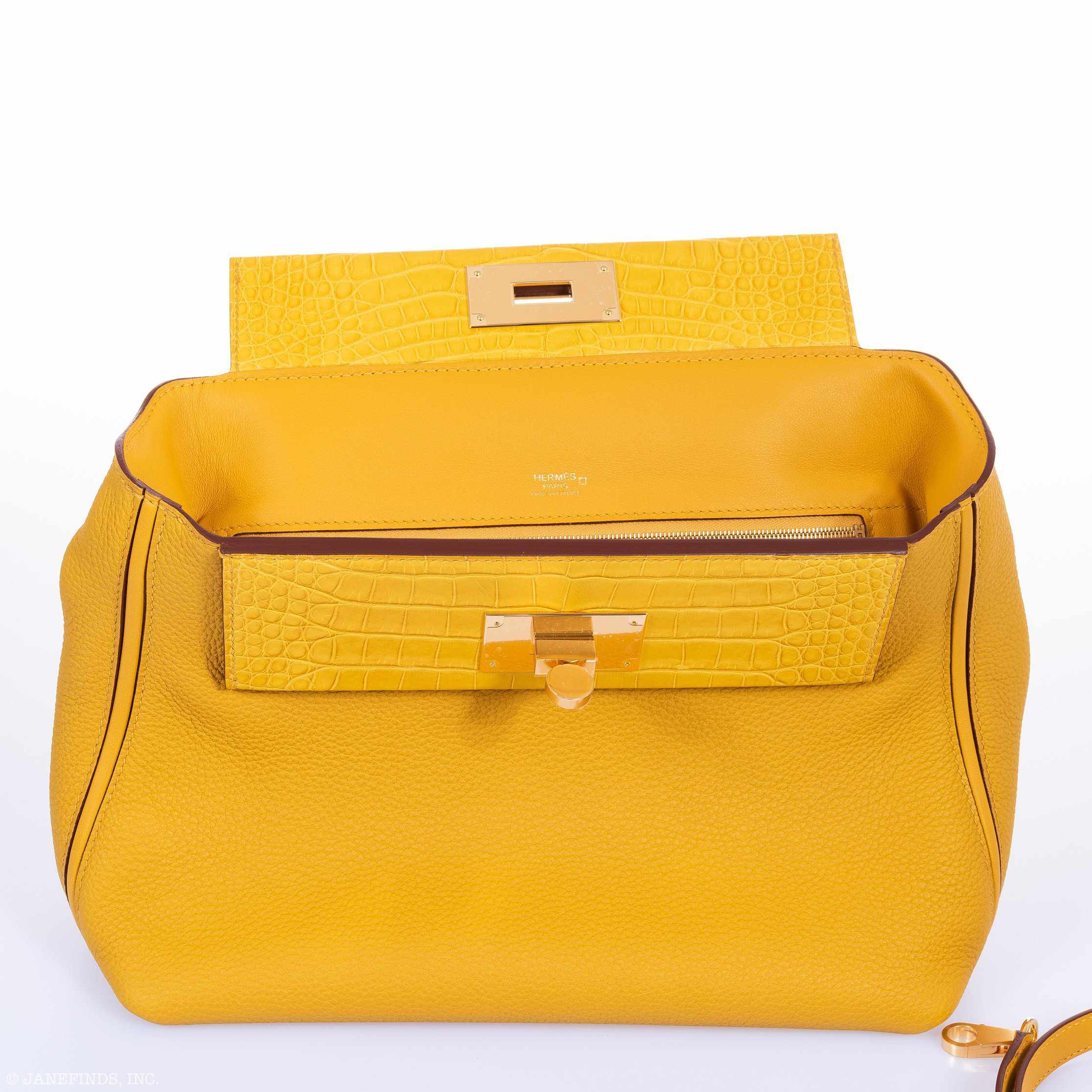 Hermès 24/24 29 Jaune Ambre Togo & Alligator Gold Hardware