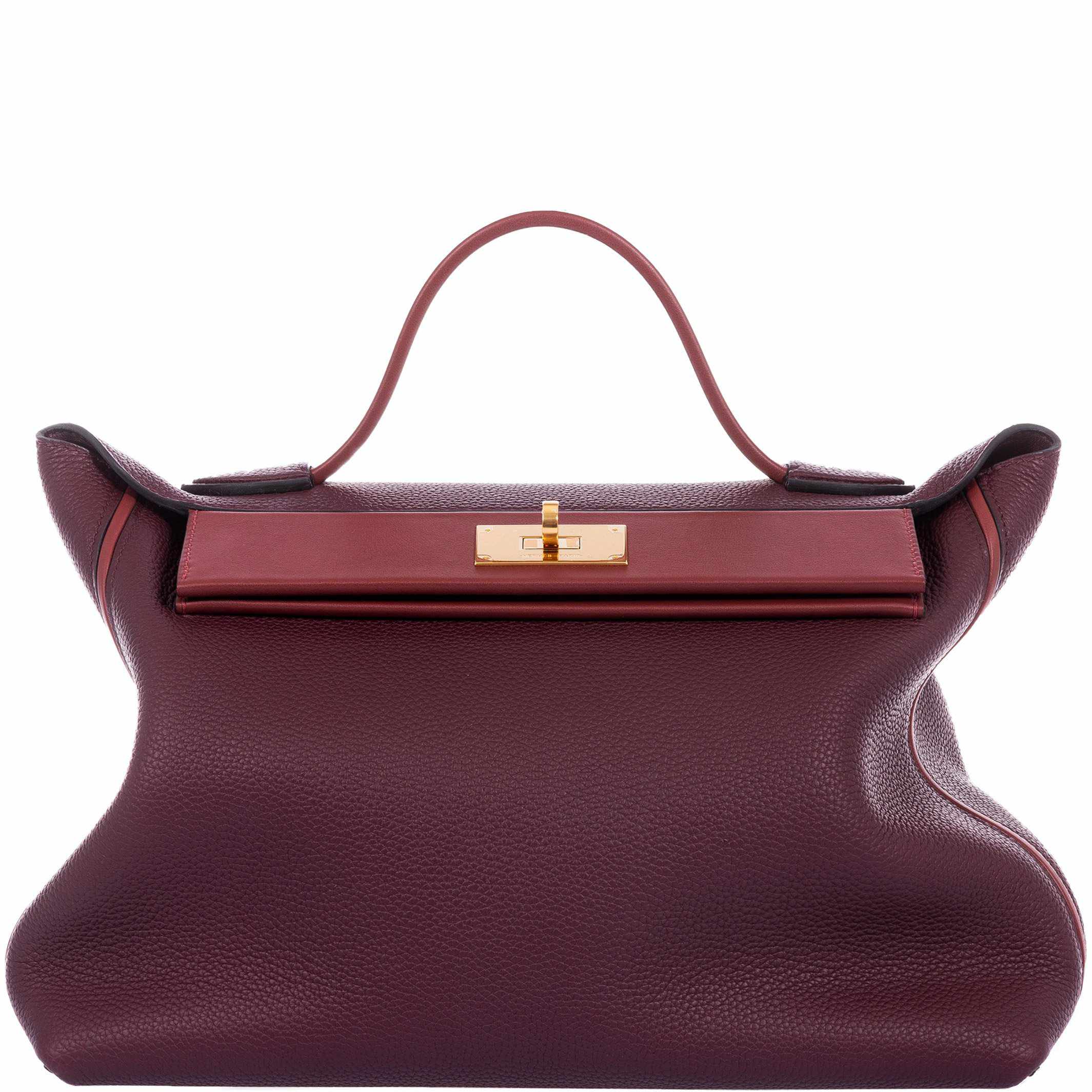 Hermès 24/24 35 Bordeaux & Rouge H Swift & Togo Gold Hardware