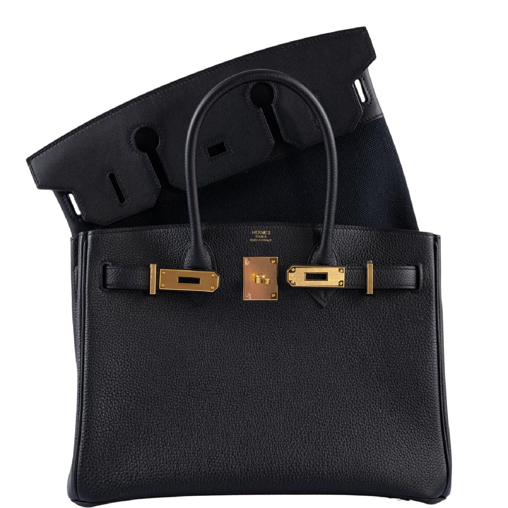 Hermès 3 En 1 Birkin 30 Black Togo, Swift and Toile with Gold Hardware