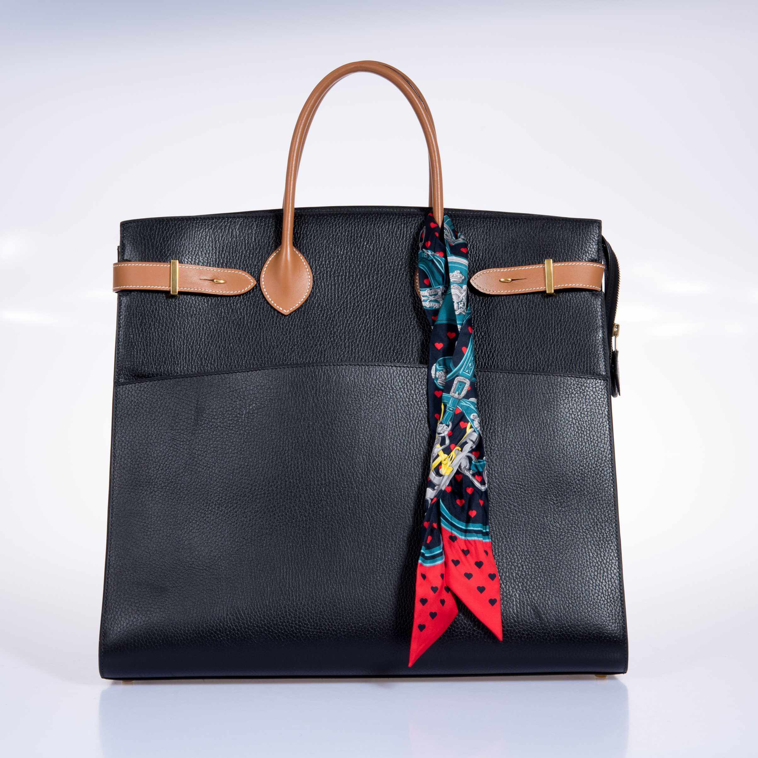 Hermès Airport Bag Black Ardenne and Vache Naturelle - Vintage