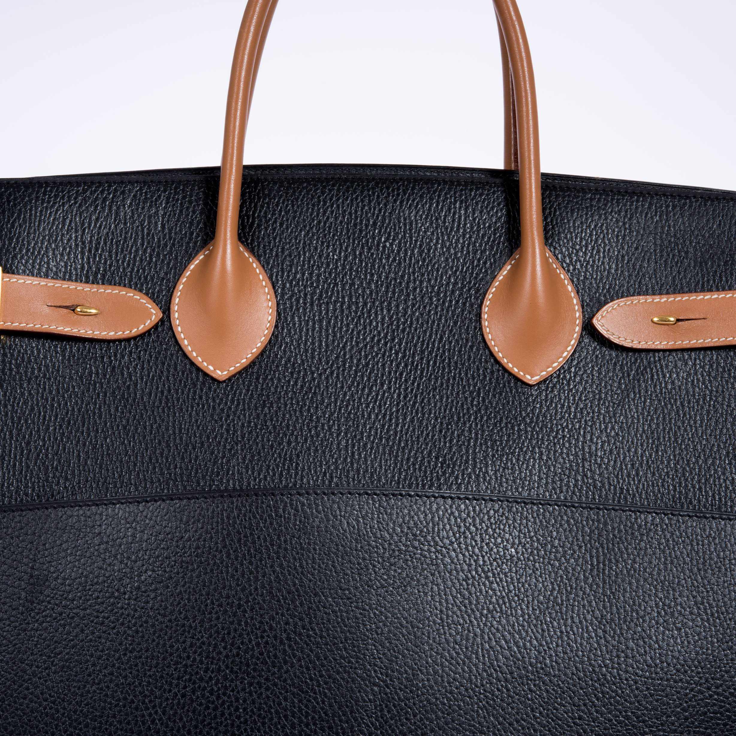 Hermès Airport Bag Black Ardenne and Vache Naturelle - Vintage